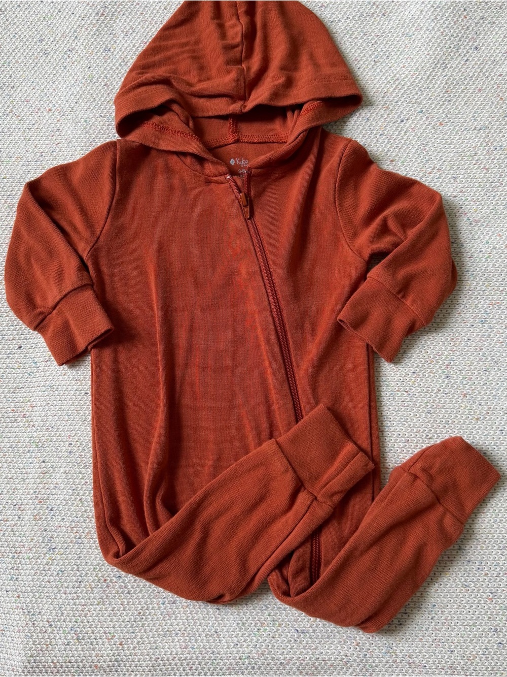 Kyte Rust Hooded Zip One-Piece Romper